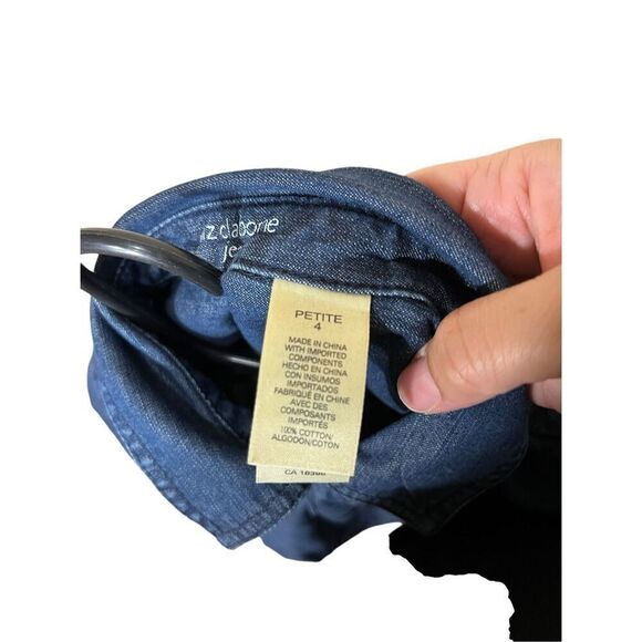 Liz Claiborne Denim Dress Button 3/4 Length Sleeve Size 4 Petite‎ - Picture 6 of 7